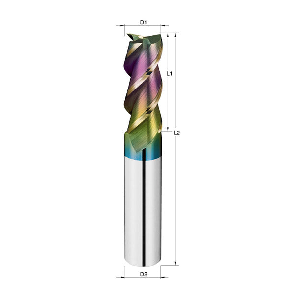 CARBIDE END MILL 3F 1/4? WITH DLC COATING